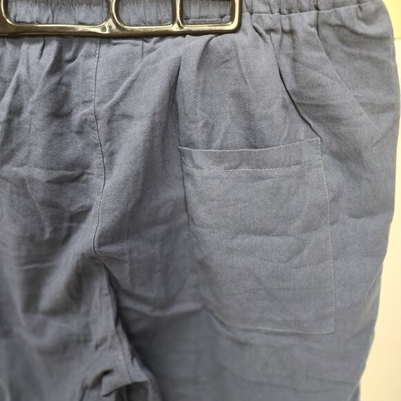 Women's Navy Blue Pull-On Drawstring Capri Shorts w/ Side Pockets Size M - Picture 4 of 5